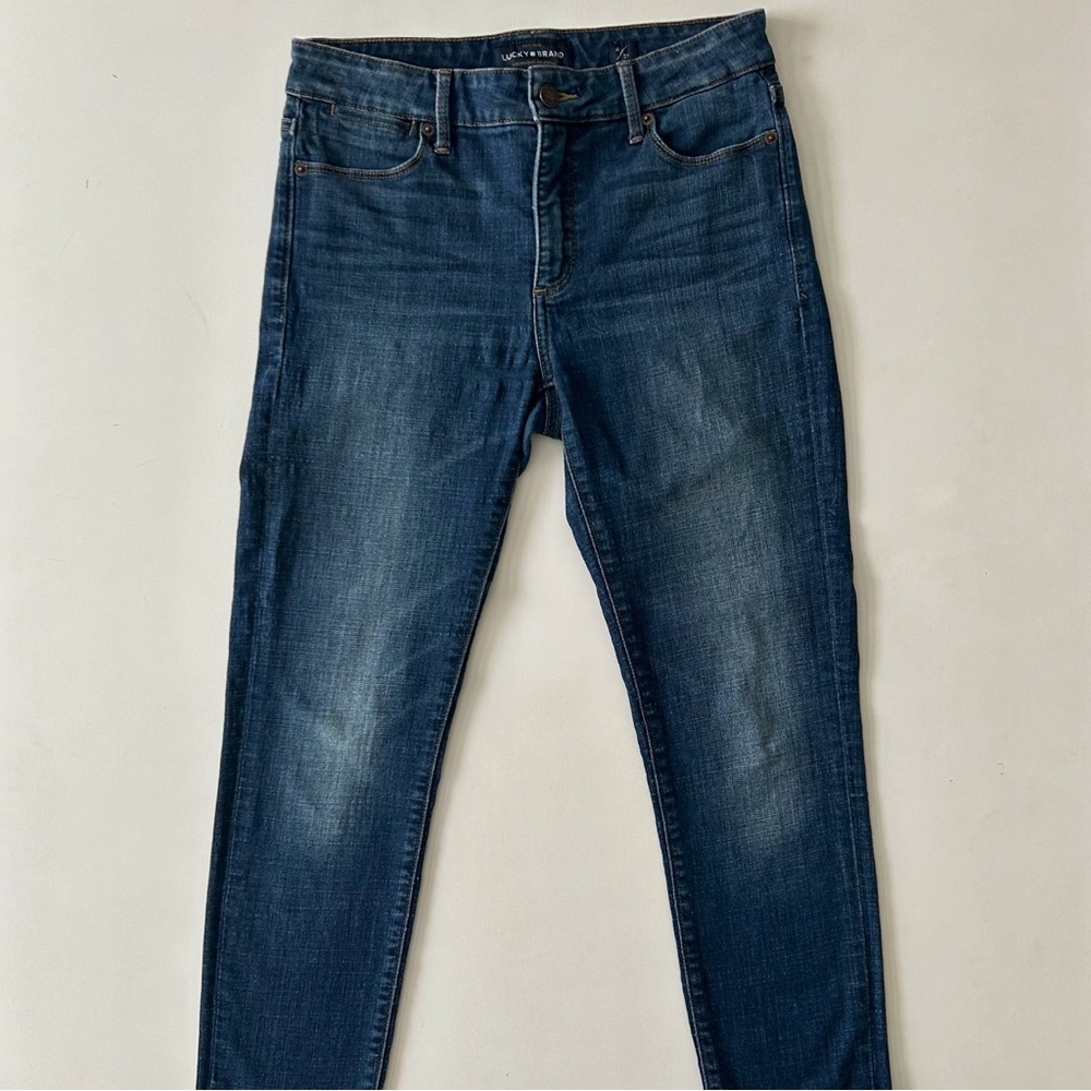 Lucky Brand Dark Wash Indigo Mid-Rise Skinny Jeans Spring Trend Size 4/27 - Picture 2 of 10